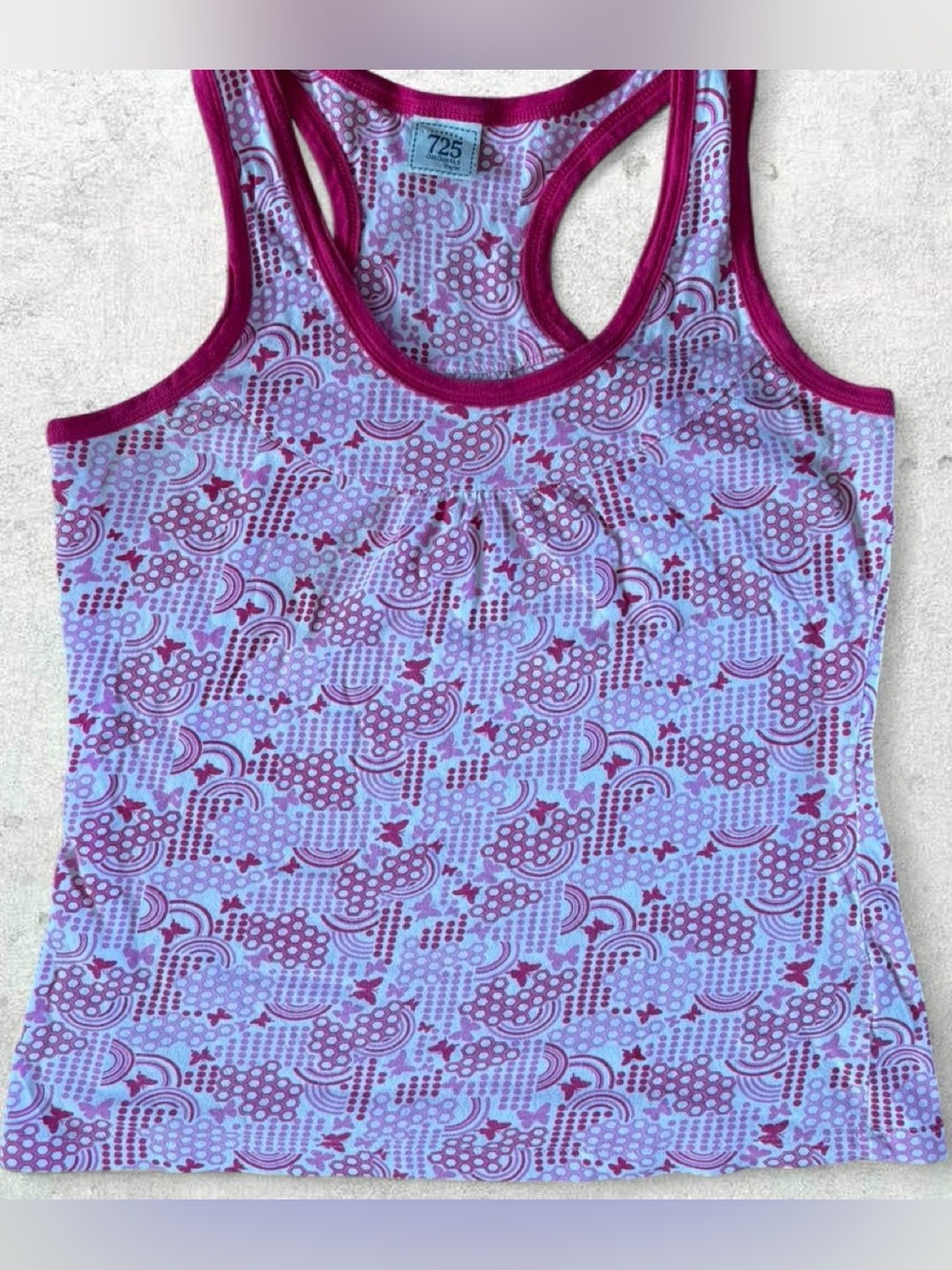 Y2K 725 Originals Pink Butterfly Patterned Tank Top
